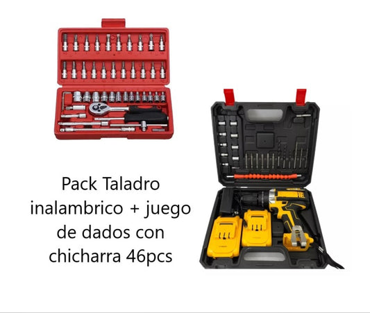 Pack Taladro Inalam + juego dados 46pcs.